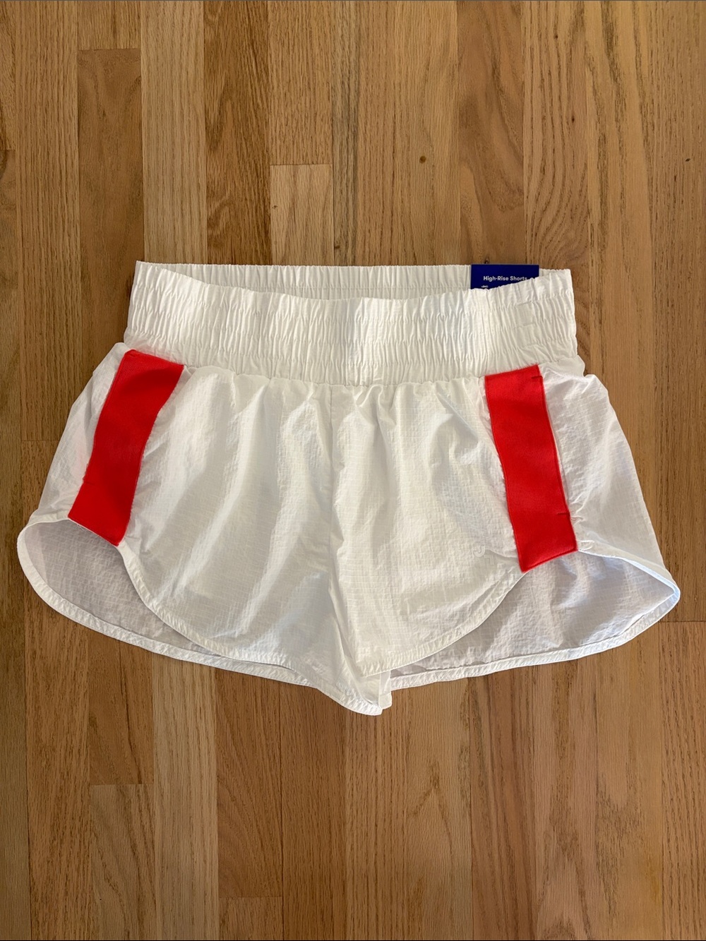 JoyLab White Athletic Running Shorts with Red Side Panels